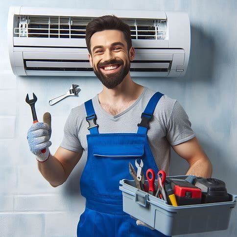 Technician repairing air conditioner in Kochi